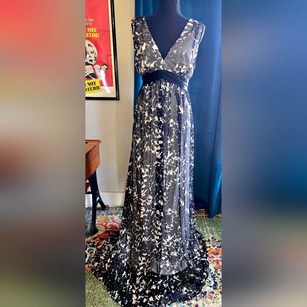 😍 MAX AND CLEO SHEER LINED BLACK AND IVORY FORMAL SZ 10 LIKE NEW 😍